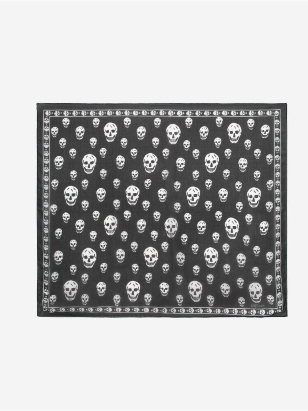 Alexander McQueen Skull Print Black Silk Scarf NWOT